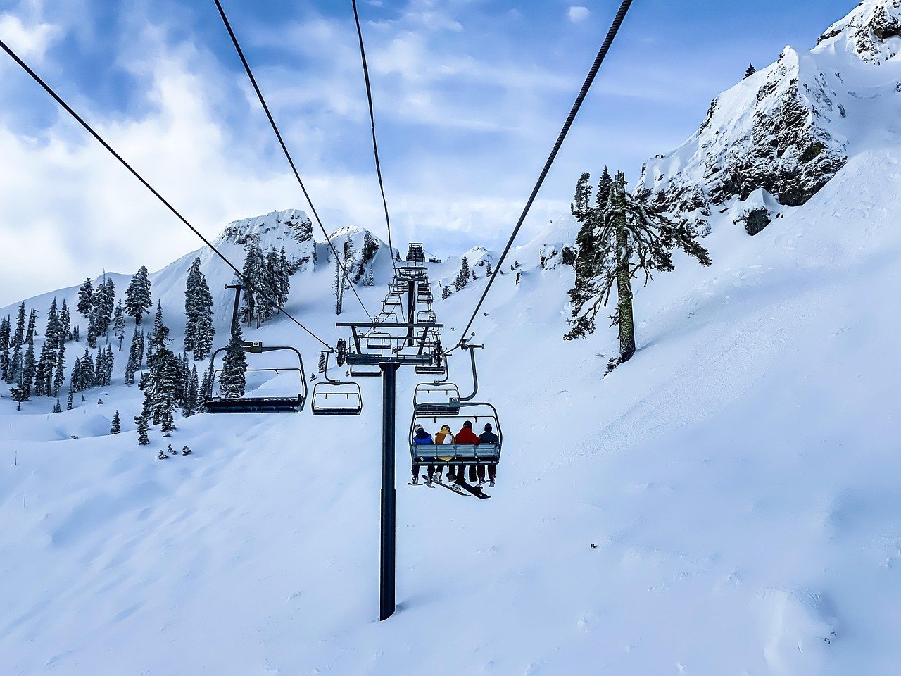 Ski lift chairlift with mountain views