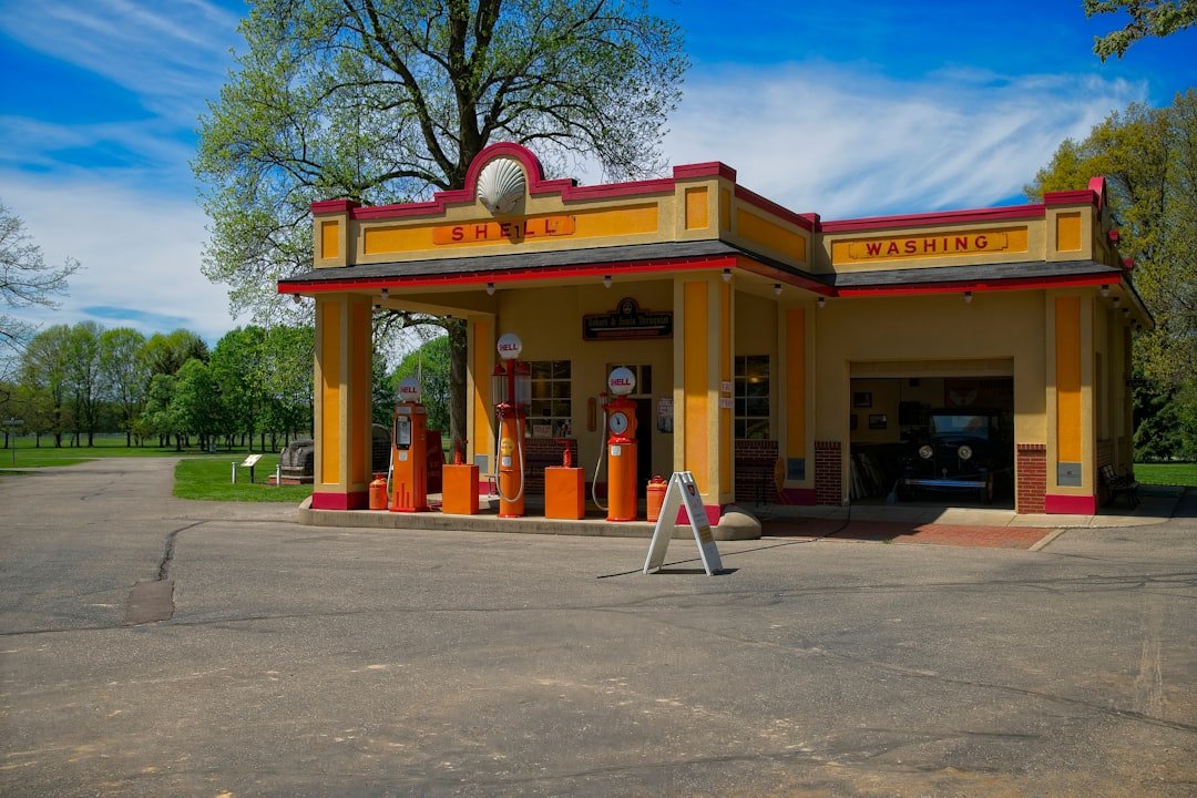 Campervan fuel pump gas station