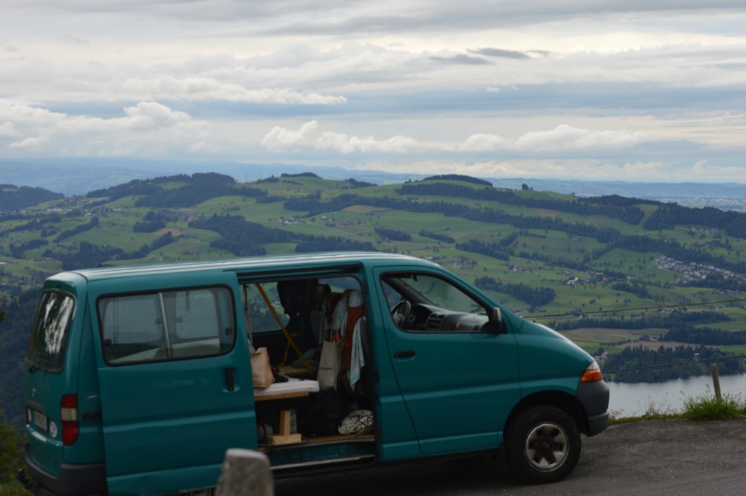 Scenic van life travel view through windows