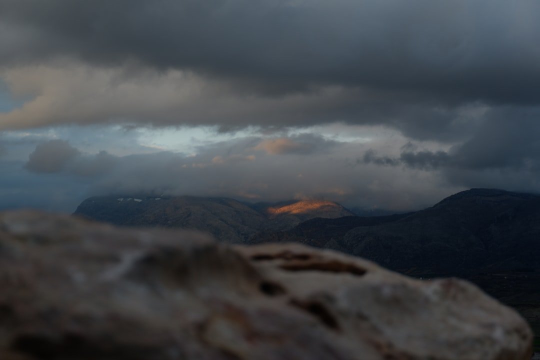 Mountain landscape with spring clouds