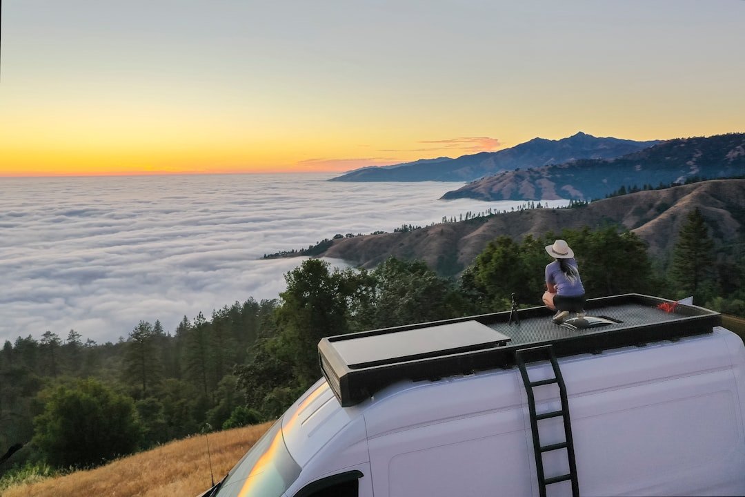 RV van solar installation on roof