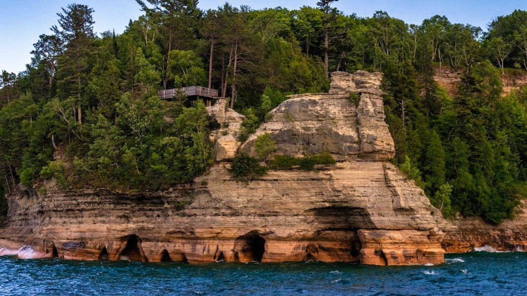 Colorful sandstone cliffs at Pictured Rocks National Lakeshore
