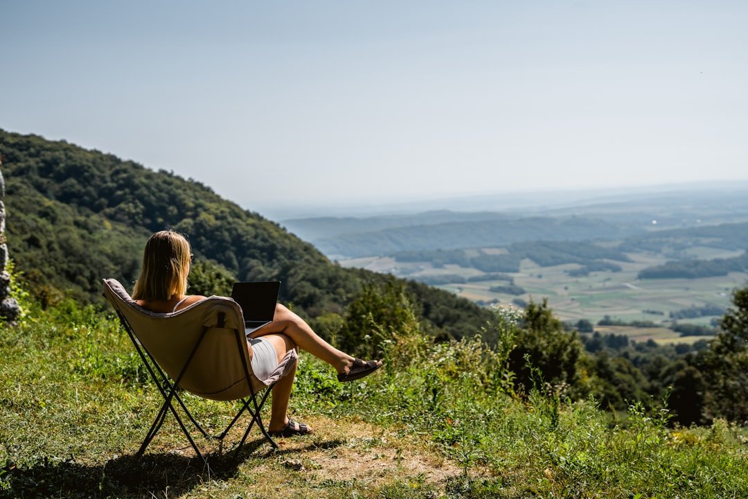 Van life remote work setup with laptop