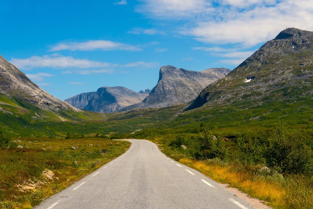 Mountain road trip with campervan