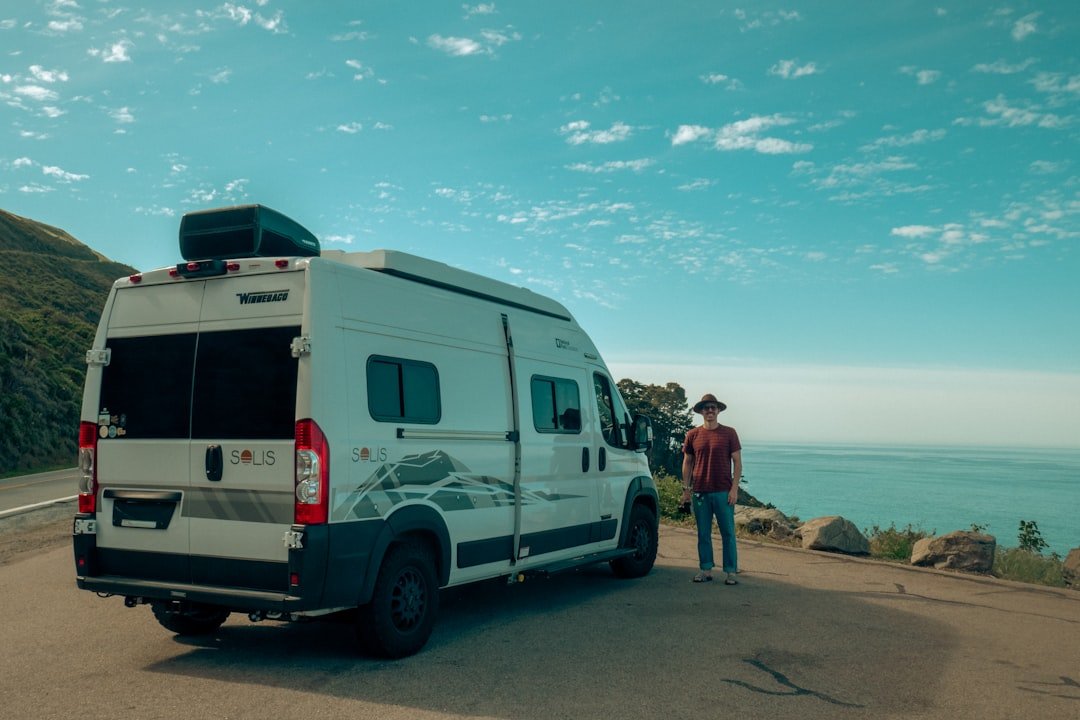 Couple enjoying van life outdoor adventure