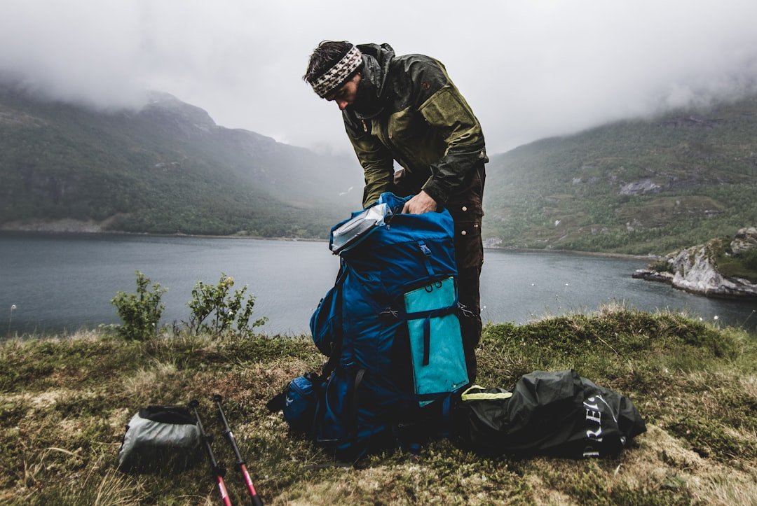 Hiking backpack gear laid out
