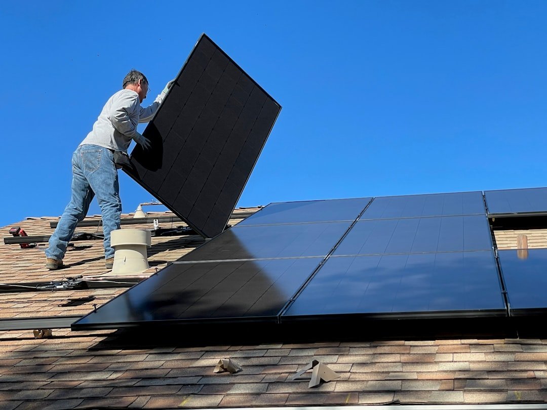 Solar panels on roof for off-grid power generation