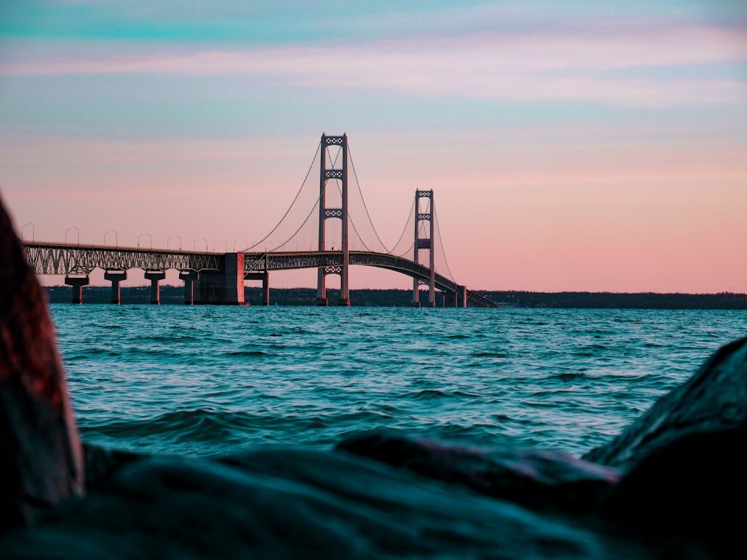 Mackinac Bridge spanning the straits between Michigan's Upper and Lower Peninsulas