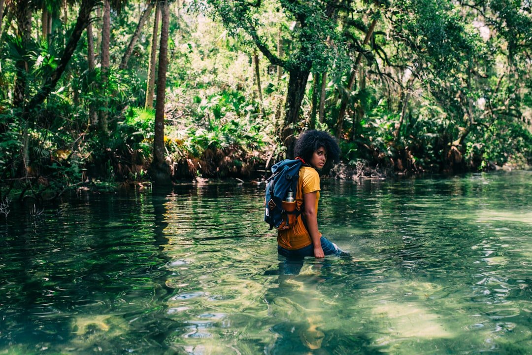 Waterproof travel backpack in wet conditions