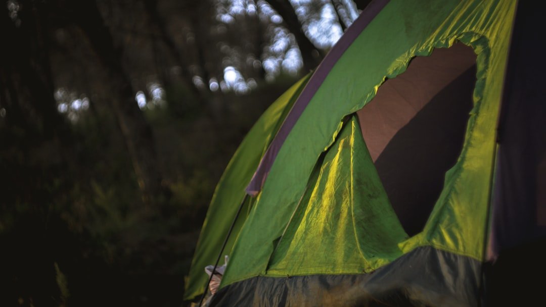 Camping tent at mountain sunrise in Glacier National Park