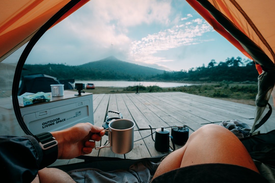 Camping morning coffee brewed outdoors