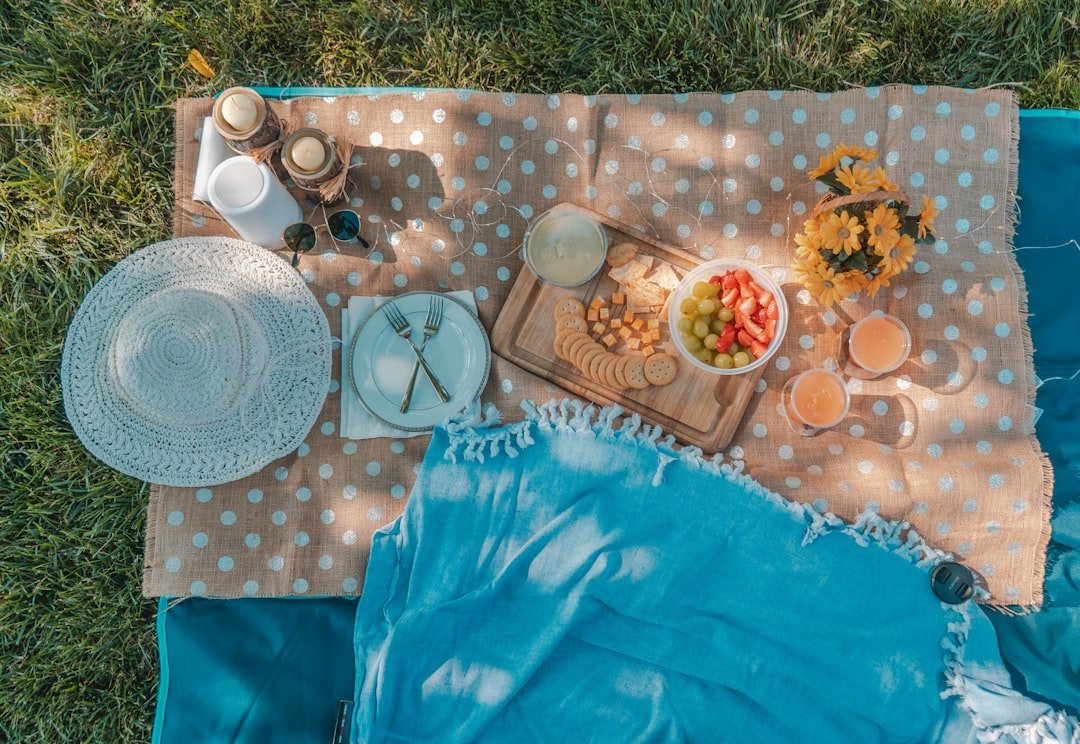 Outdoor blanket set up for evening viewing
