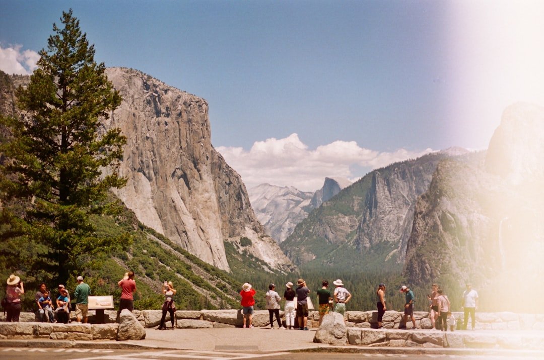 Group of people gathered for stargazing in a national park at night
