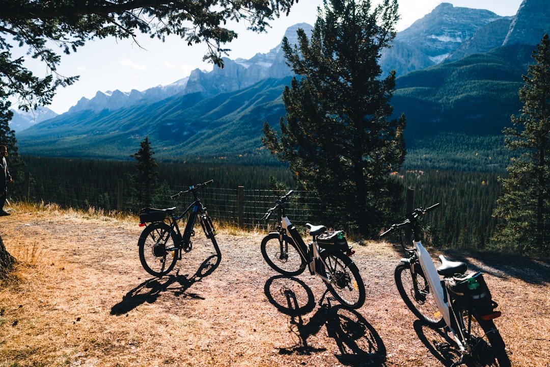 E-bike exploring national park scenic trail