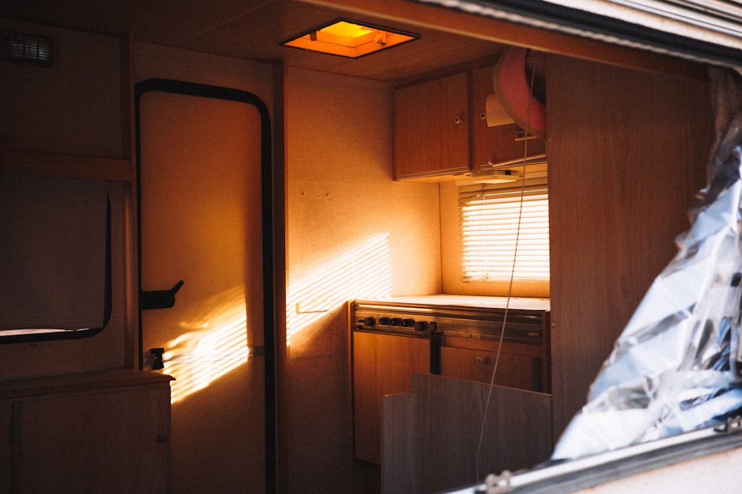 Campervan interior layout design showing smart storage solutions