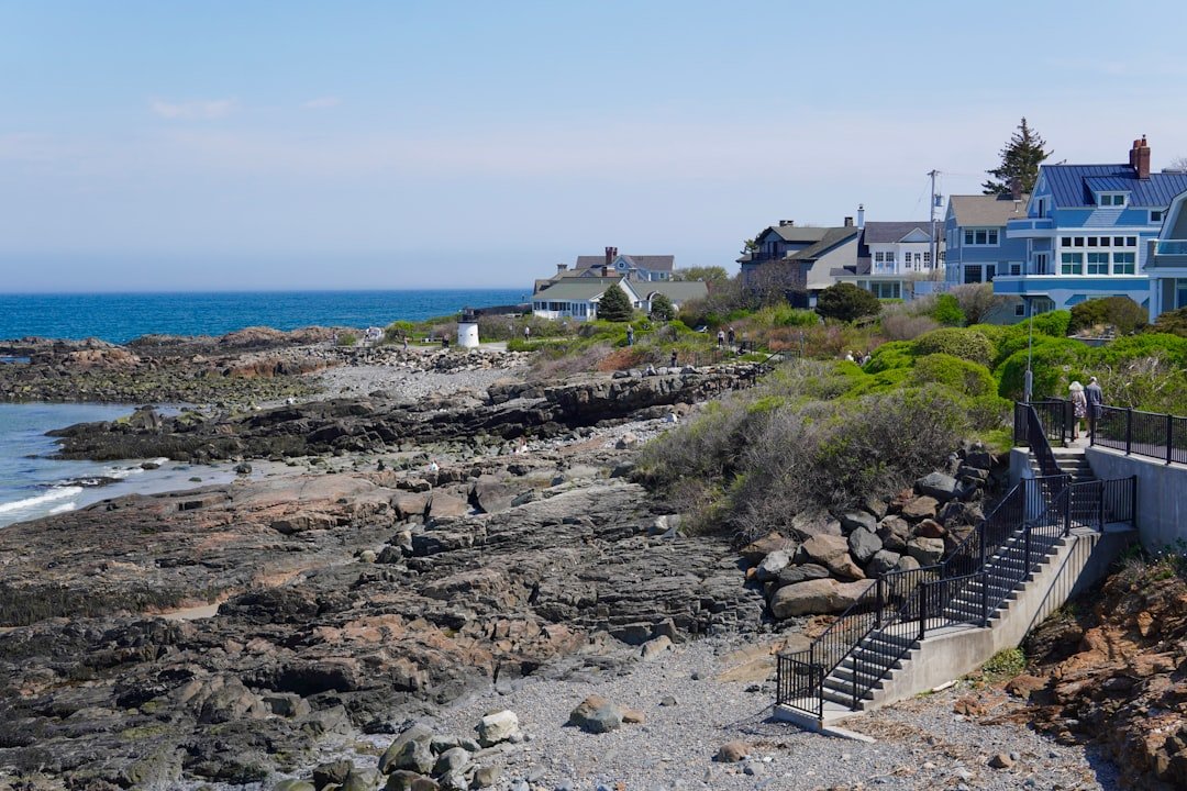 Scenic sandy cove with clear water typical of Acadia's coastal swimming spots