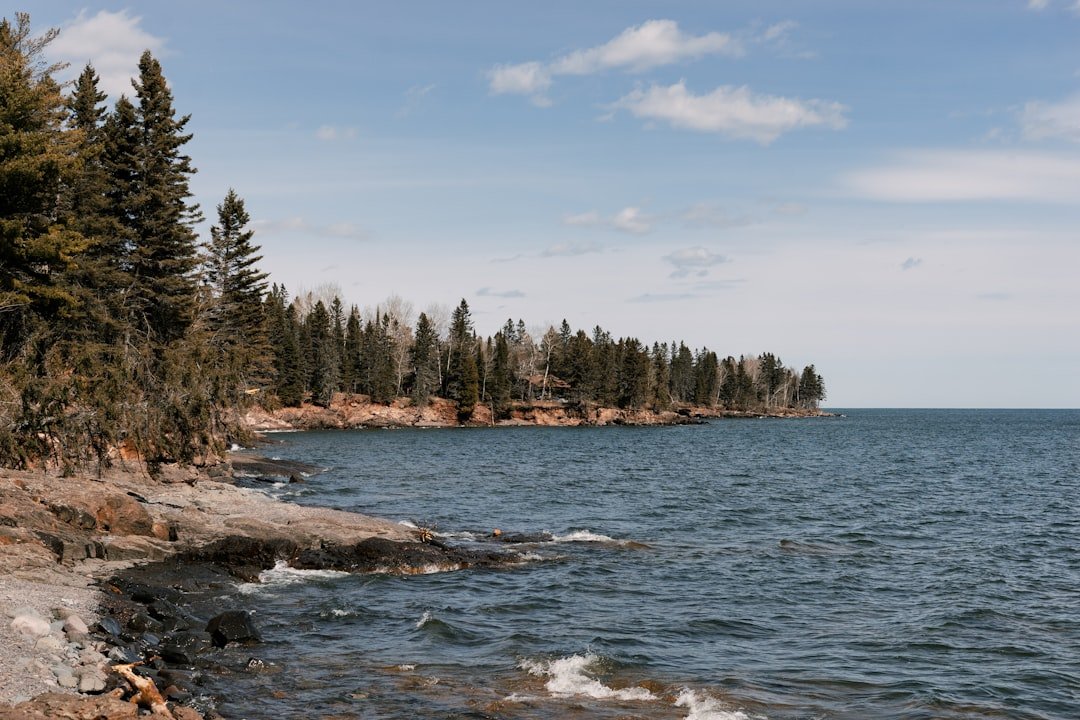 Rocky shoreline of Lake Superior near Marquette Michigan