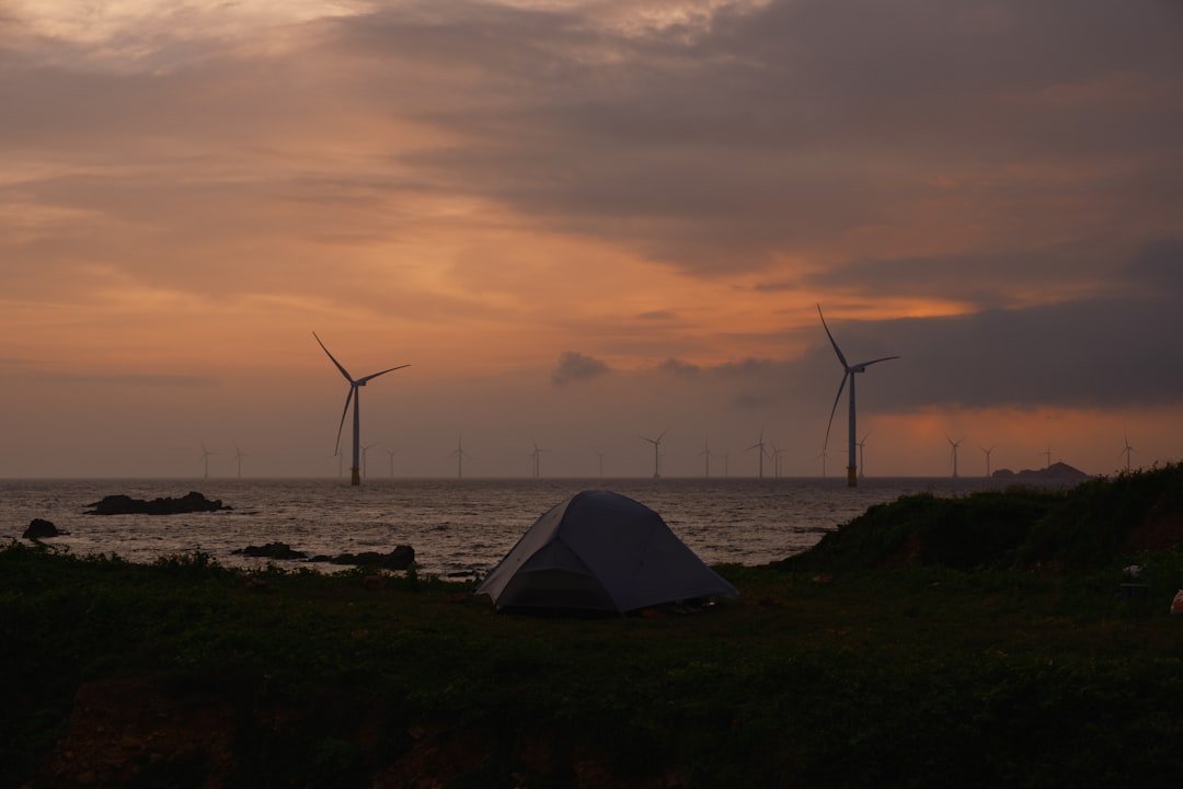 Campground at sunset with peaceful nature views