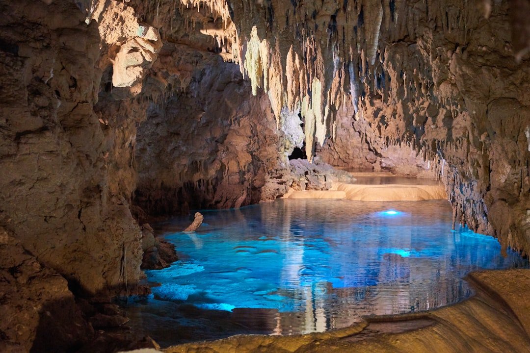 Cave stalactites and formations underground