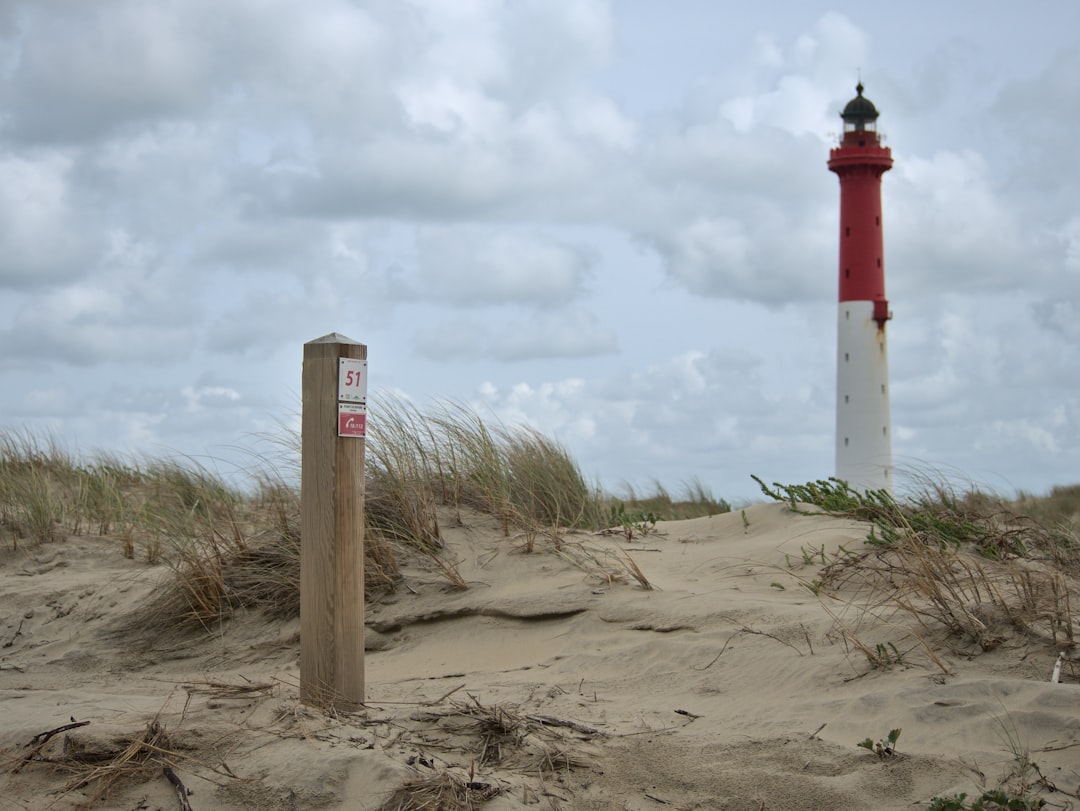 Coastal lighthouse and beach at Hunting Island South Carolina