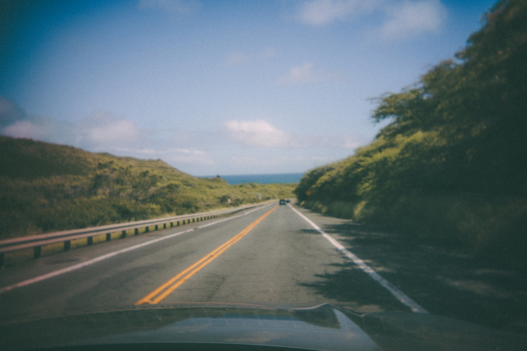Scenic summer highway road trip through mountains