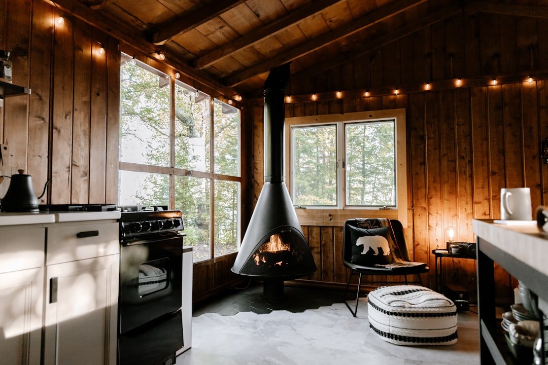 Cozy cabin interior with rustic decor