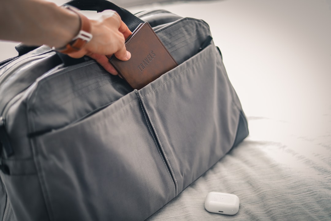 Laptop bag and travel essentials organized for train travel
