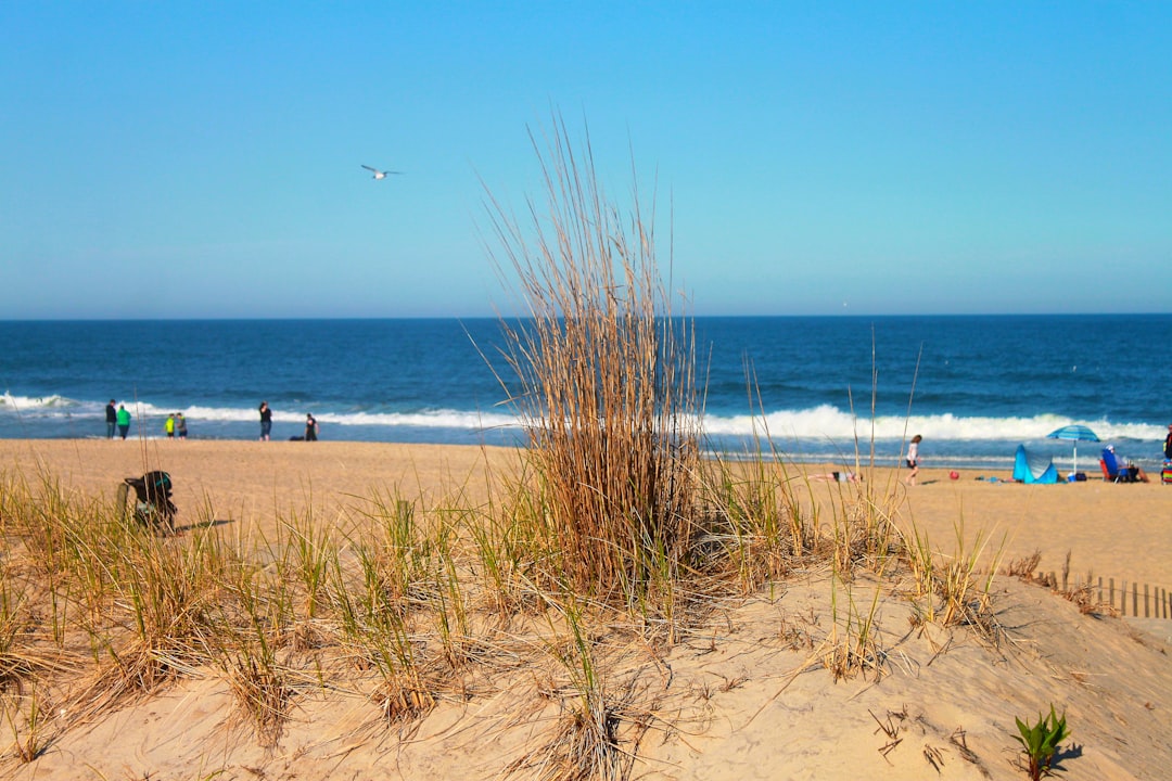 Atlantic waves rolling onto a wide sandy beach at Ogunquit