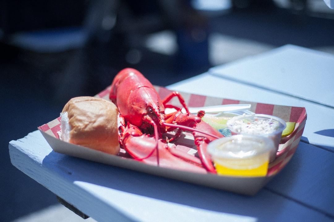 Fresh Maine lobster and seafood plated at a coastal restaurant