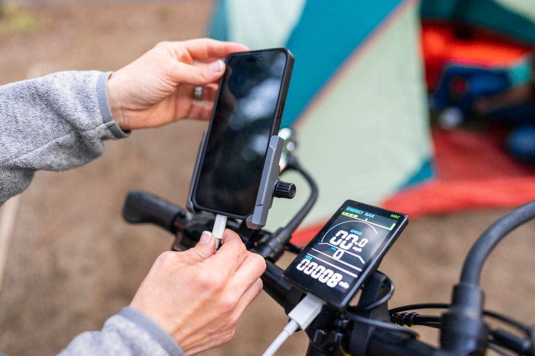 Phone charging from a portable battery pack outdoors