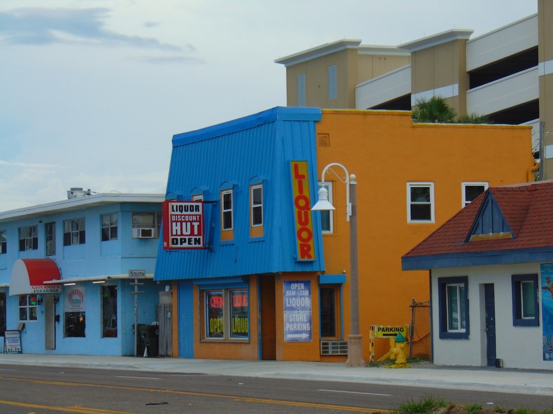 Colorful waterfront buildings in a small Florida Gulf Coast village