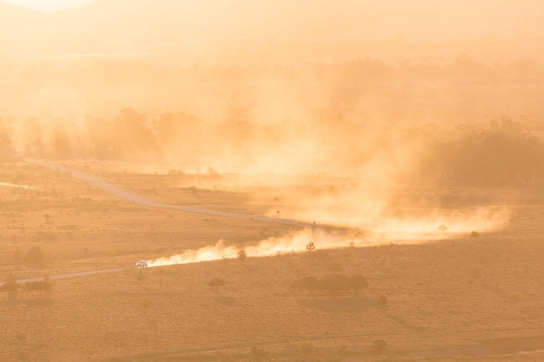 Dust storm reducing visibility on a desert highway