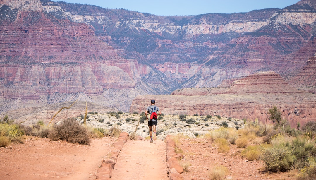 Hiker navigating a desert canyon trail