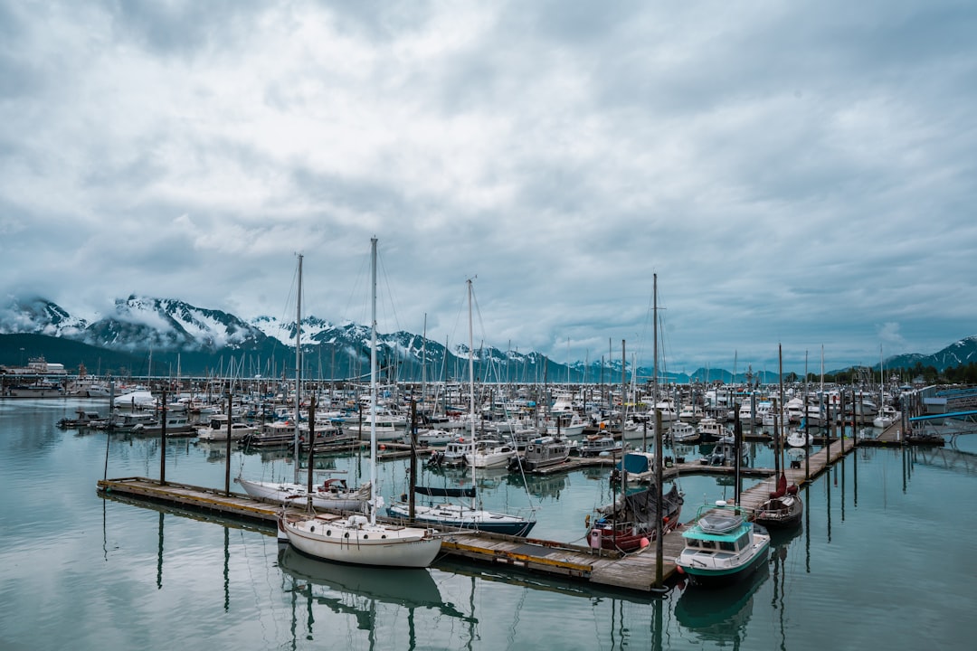 Seward Alaska harbor with fishing boats