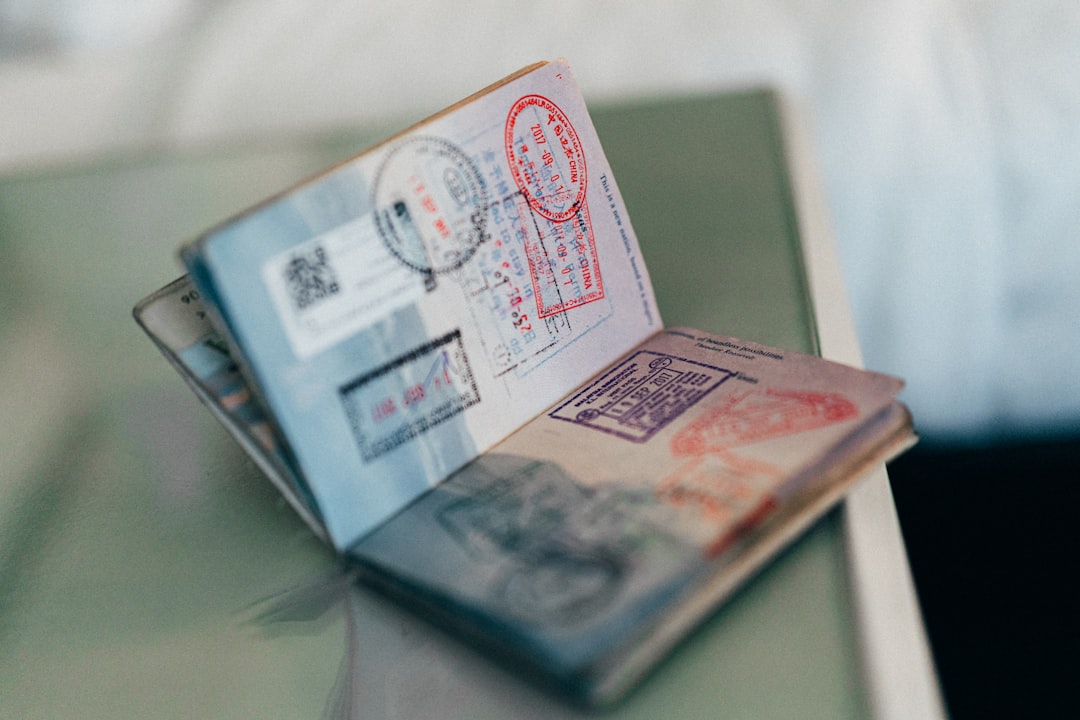 Passport and travel documents organized neatly on a table