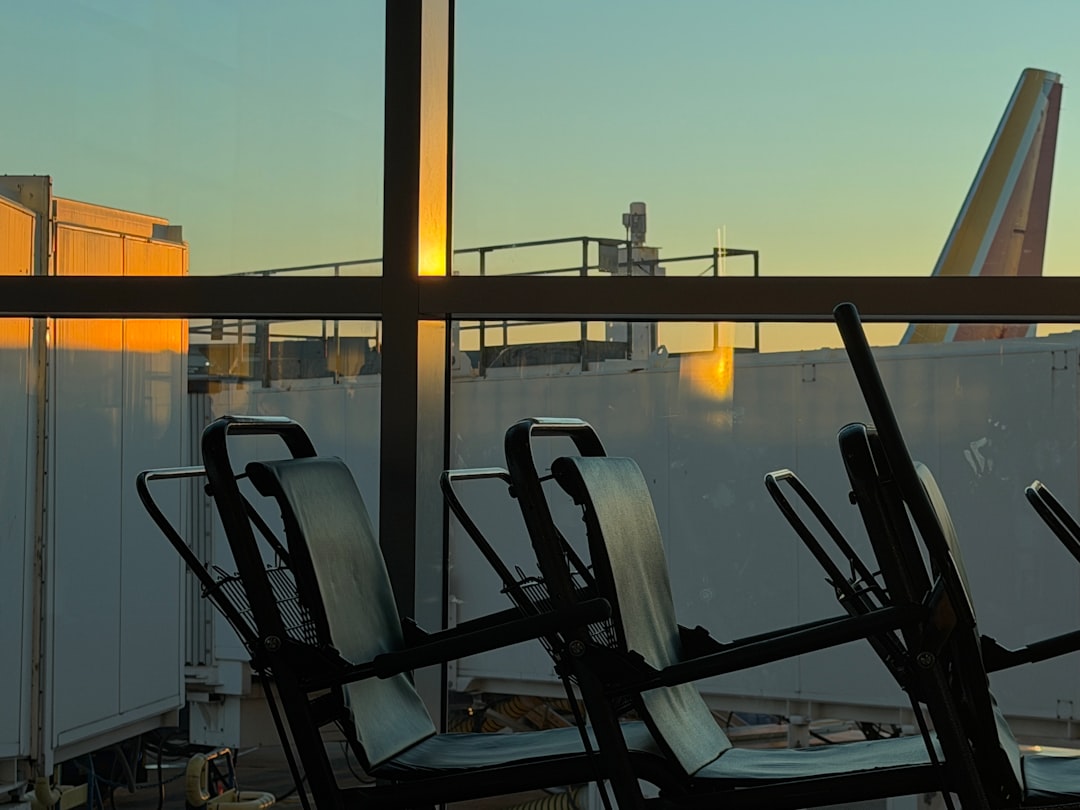 Airport gate seating area with natural light