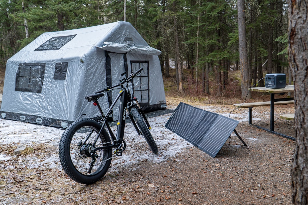 Solar panel charger setup at camp