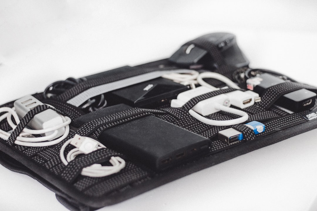 Cable organizer tech pouch with electronic accessories