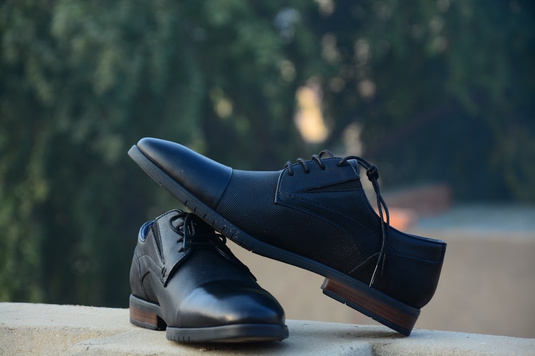 Polished black leather dress shoes