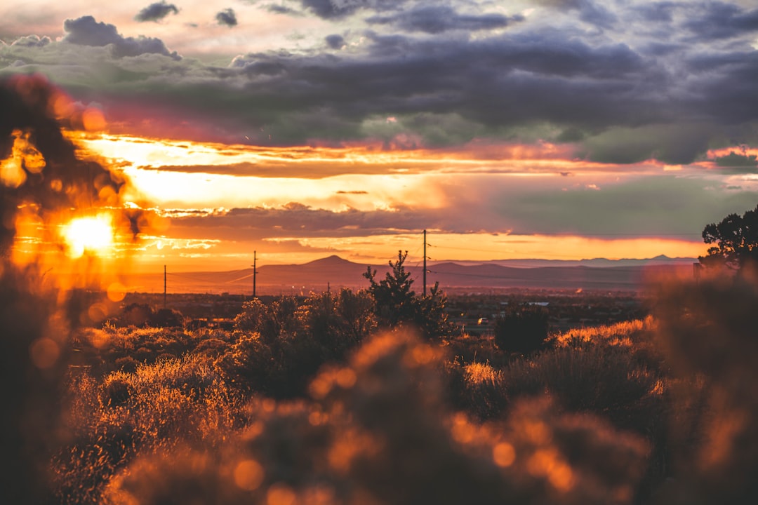 Desert sunrise over New Mexico landscape and mountains