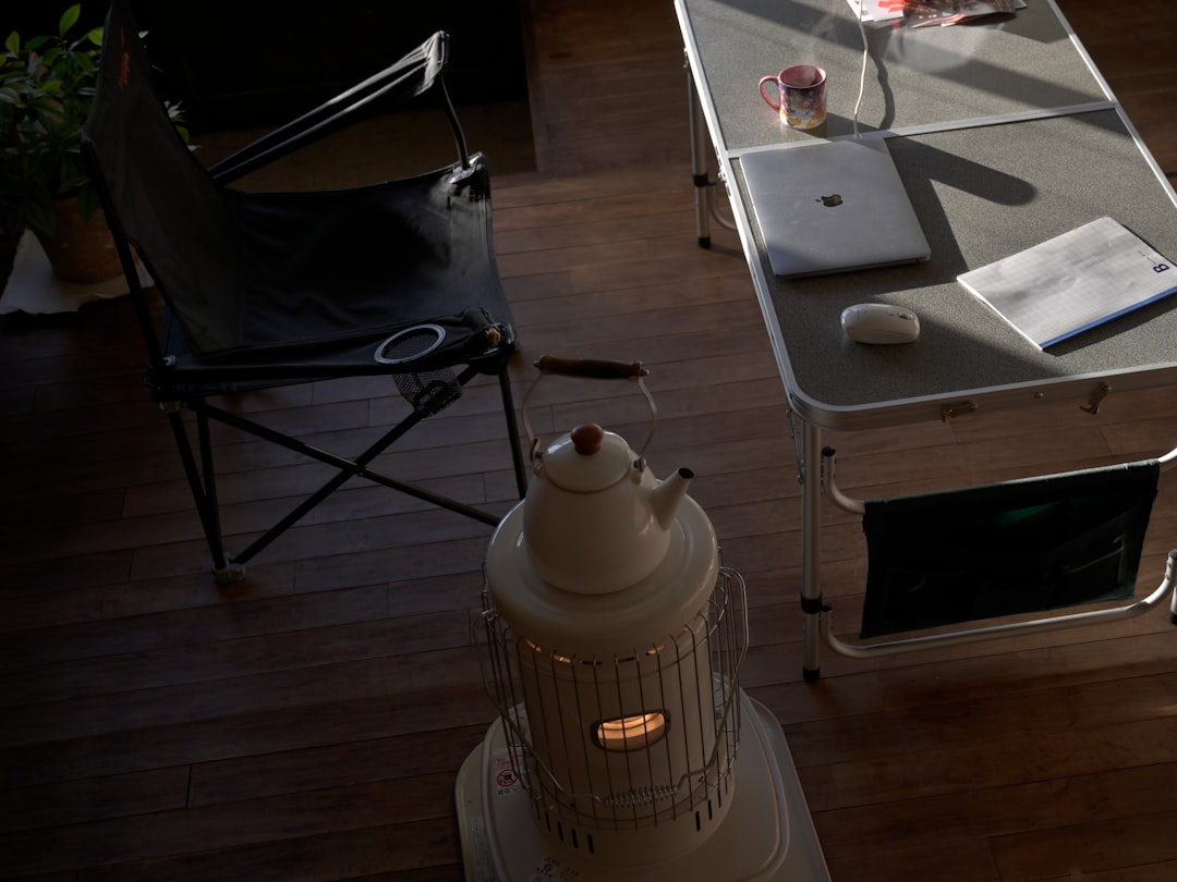 Devices charging on a camping table