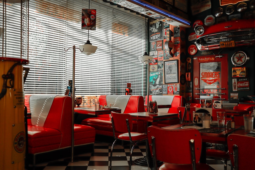 A classic American roadside diner with vintage signage