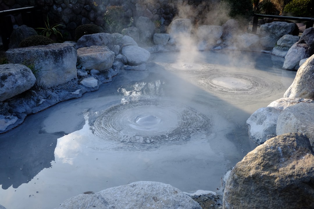 Steam rising from thermal spring water in Hot Springs