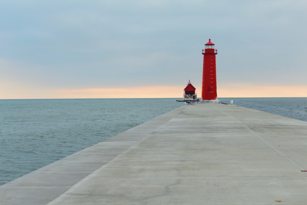 Historic lighthouse on the Great Lakes shoreline