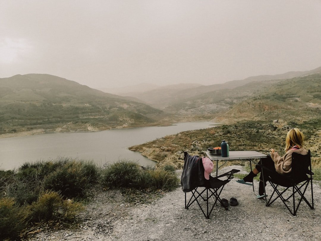 folding camping table set up outdoors