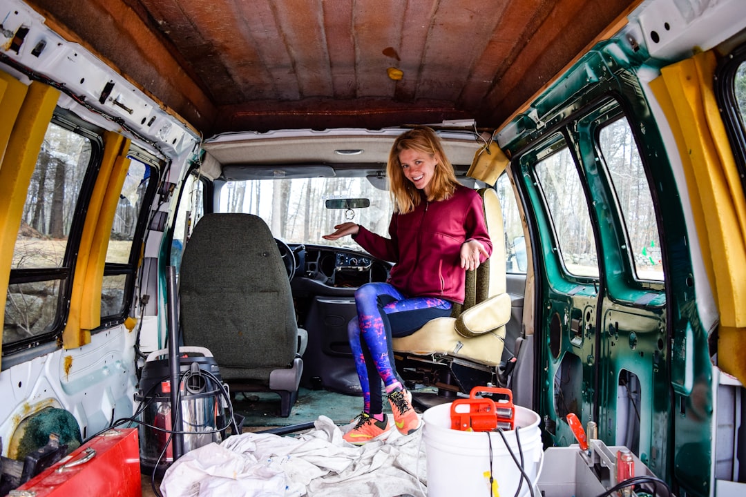 Thermal foam insulation being fitted in van conversion