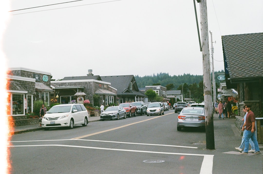 Quiet small-town main street in the mountains of northeast Oregon