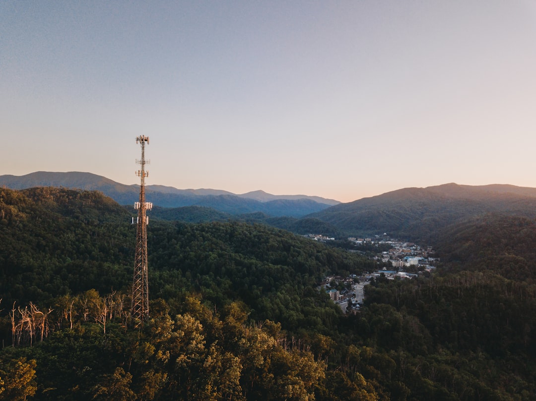 Observation tower overlook above the Ouachita Mountains