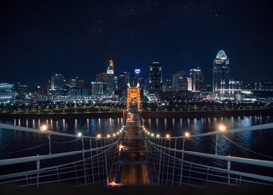 Cincinnati skyline along the Ohio River riverfront