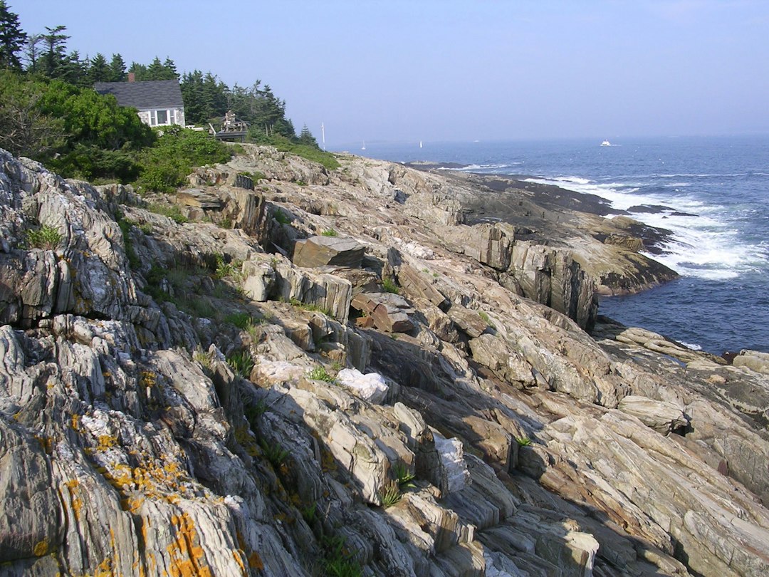 Waves crashing against Maine's rocky Atlantic coastline